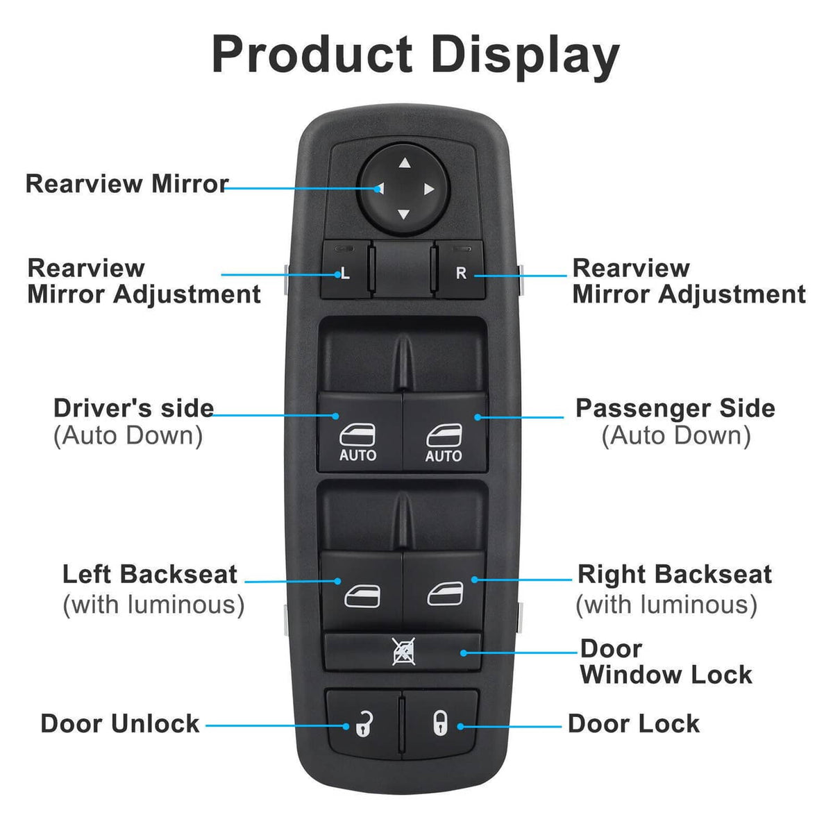 Solidspare Master Power Window Switch for 2009-2012 Dodge Ram 1500 2500 3500 Driver Side LH