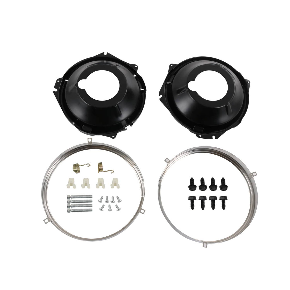 Solidspare Headlamp Retaining Ring Mounting Bucket Kit w/ hardware Camaro Nova rings 28pcs