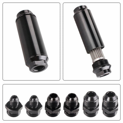 Solid Spare Universal Racing In-Line Fuel Filter AN6 AN8 AN10 Adapter 40 Micron Cleanable