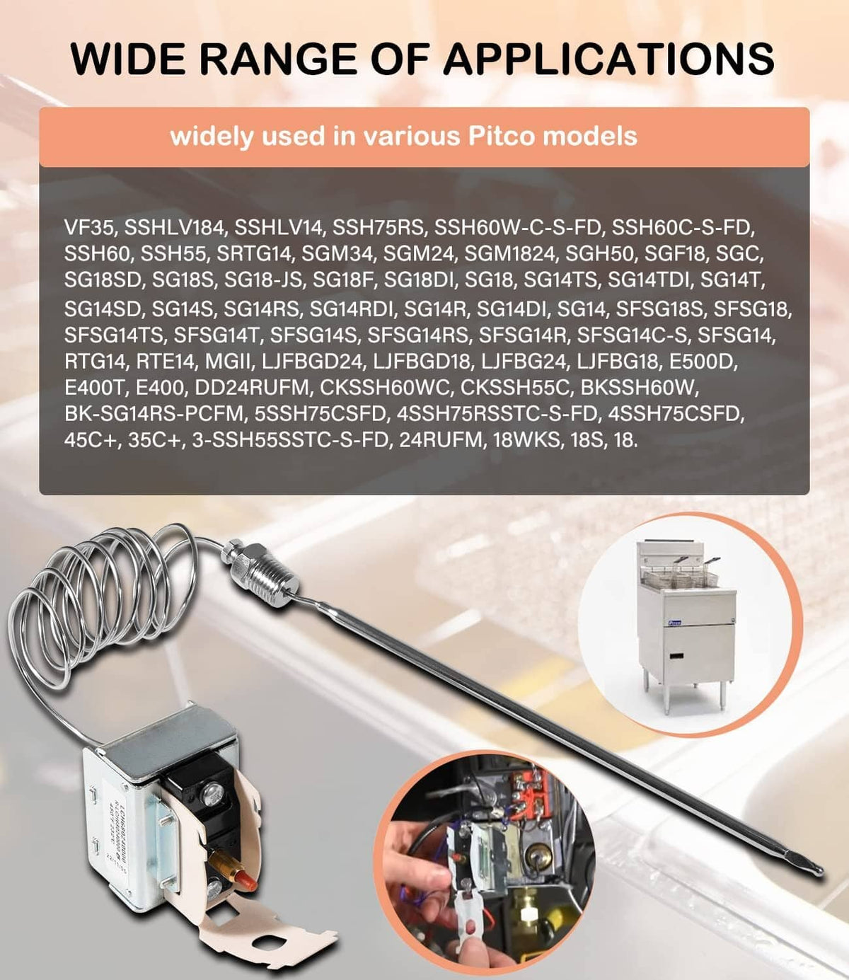 Solid Spare PP10084 High Limit Switch for Pitco Fryer and Gas Fryer Safety Thermostat 450°F