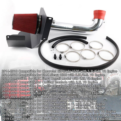 Solidspare Cold Air Intake System w/ Filter Shield for 2014-2018 Chevy GMC 1500 5.3L 6.2L