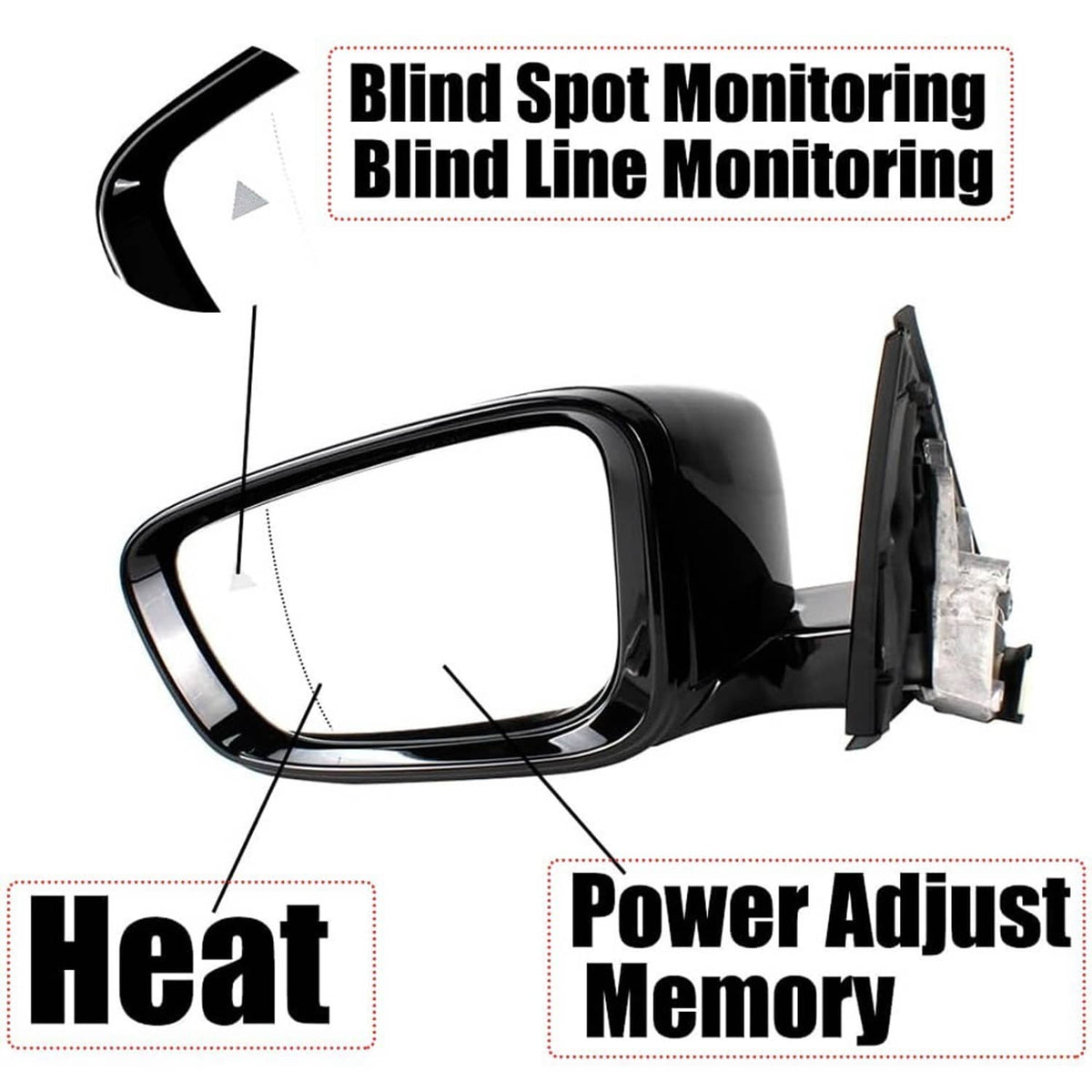 Solidspare Left Driver Side Mirror With Blind Spot Black For 2019-2023 BMW 320i 330i 330e