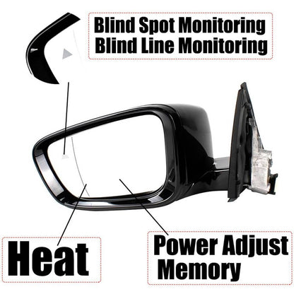 Solidspare Left Driver Side Mirror With Blind Spot Black For 2019-2023 BMW 320i 330i 330e