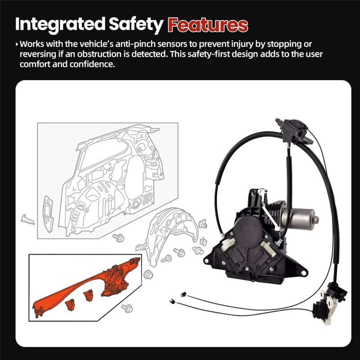 Solidspare Power Sliding Door Motor W/Cables Right Side For 2005-2010 Honda Odyssey