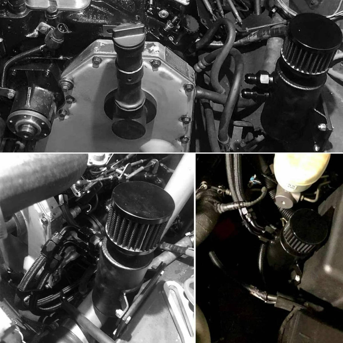 Solidspare 10AN Oil Catch Can Reservoir Tank 2 Port Dual Breather Filter Baffled +10FT Hose