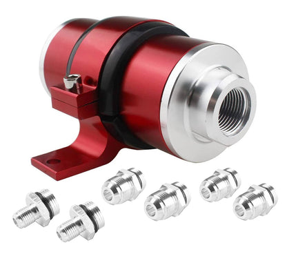Solidspare Red 30 Micron Inline Fuel/Petrol Filter & Bracket Billet Aluminum An6/An8/An10