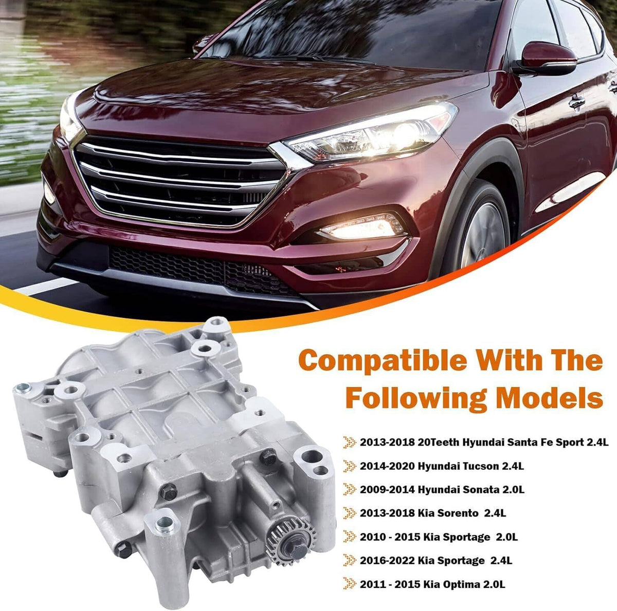 Solidspare Oil Pump 23300-2G400 20 Teeth Fit For Hyundai Tucson Santa Fe Sport 2.4L New