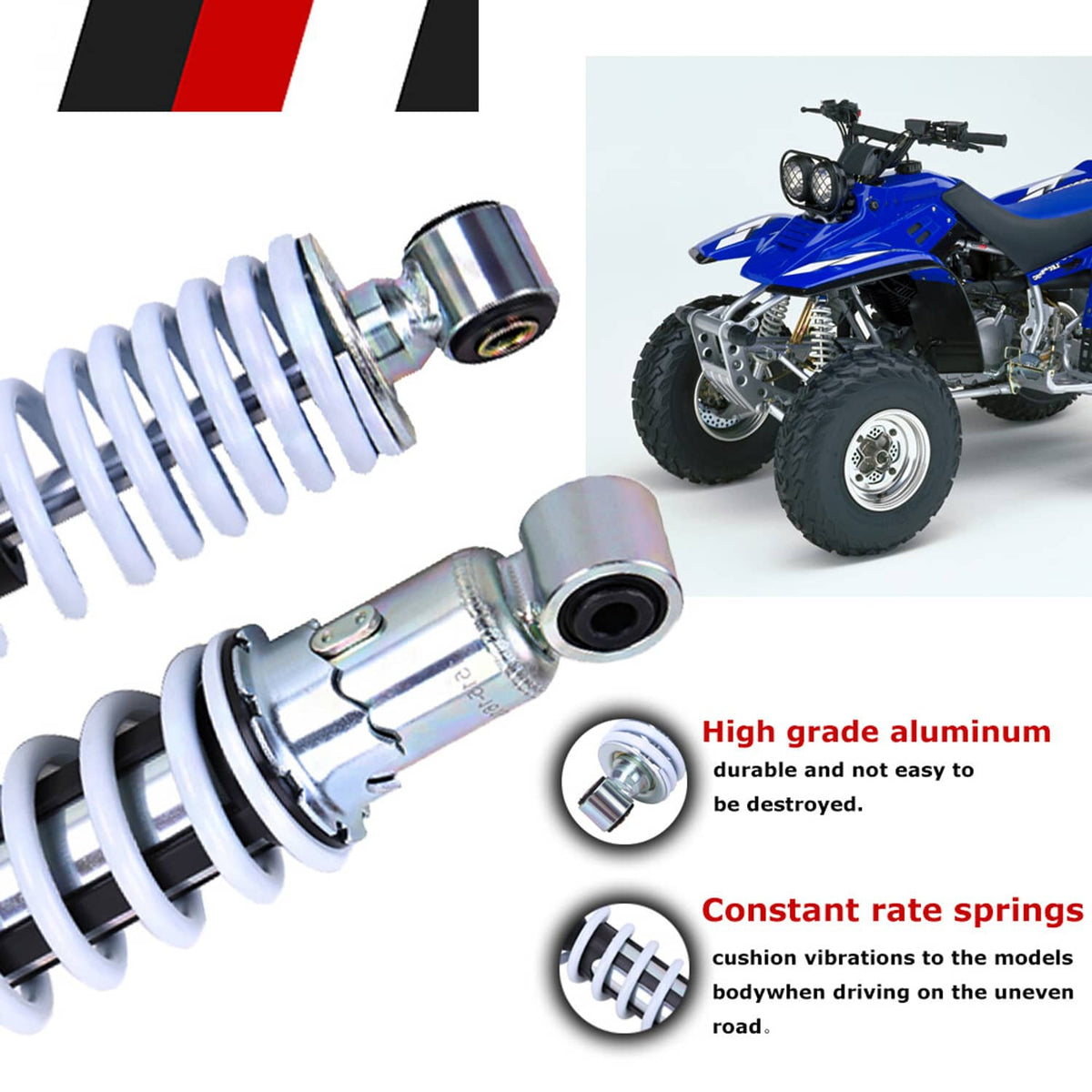 Solidspare Front Shocks Absorbers White Spring for Yamaha Banshee 350 YFZ350 ATV 1987-2006