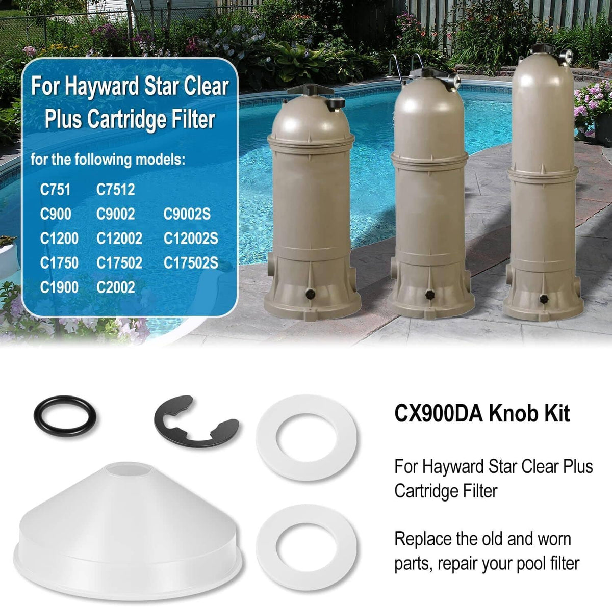 Solid Spare CX900DA Knob Kit For Hayward Star Clear Plus Cartridge Filter C751 C900 C1200