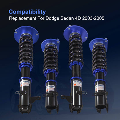 Solidspare Coilovers Strut Kits for 03-2005 Dodge Neon SRT-4 2.4L Shocks Spring Adj Height