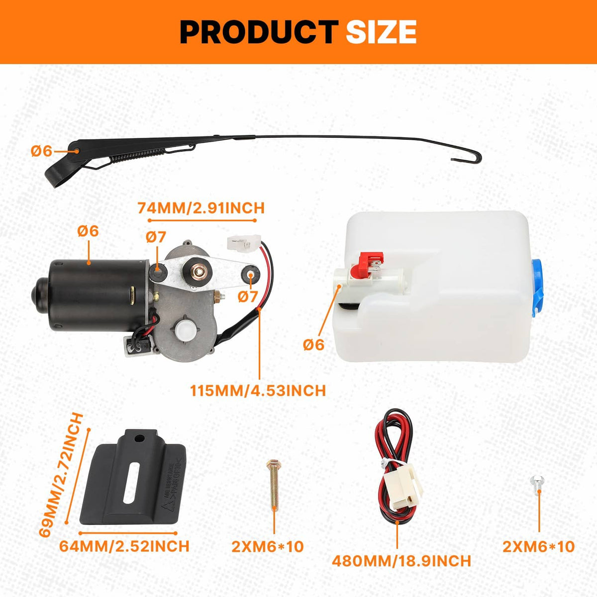Solidspare 12V Electric Windshield Wiper Motor UTV Kit For Polaris Ranger RZR Honda Pioneer