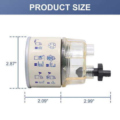 Solidspare R12T Fuel Filter Water Separator Spin-on with Water Collection Bowl For Marine
