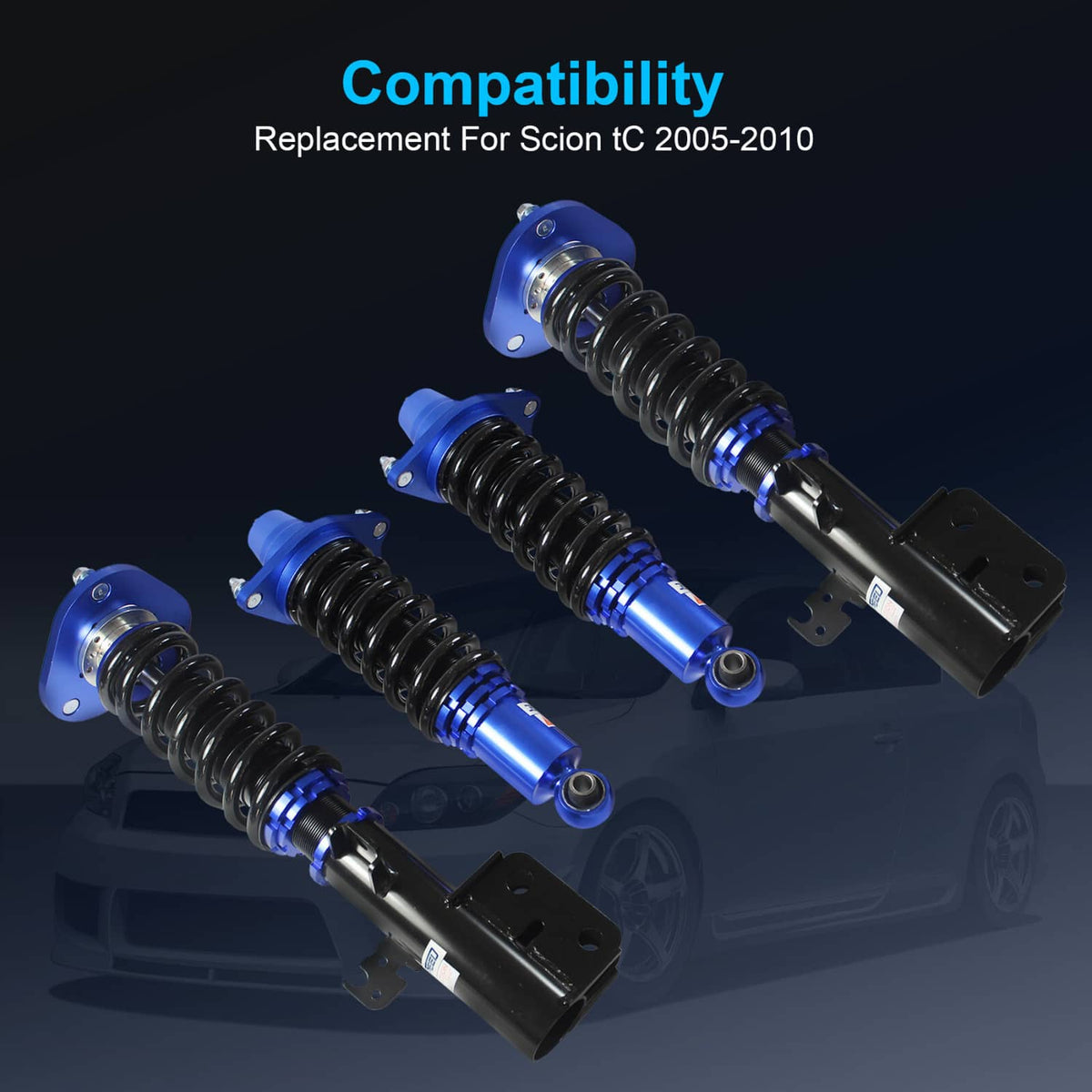 Solidspare Front & Rear Suspension Coilover Struts Coils Shocks Kit For Scion TC 2005-2010