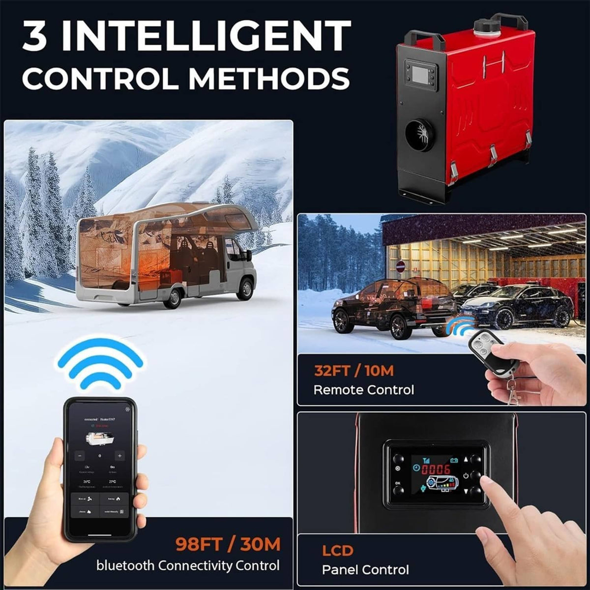 Solidspare 8KW Diesel Air Heater 12V/24V APP Bluetooth & 110V AC Adapter For Car RV Indoors