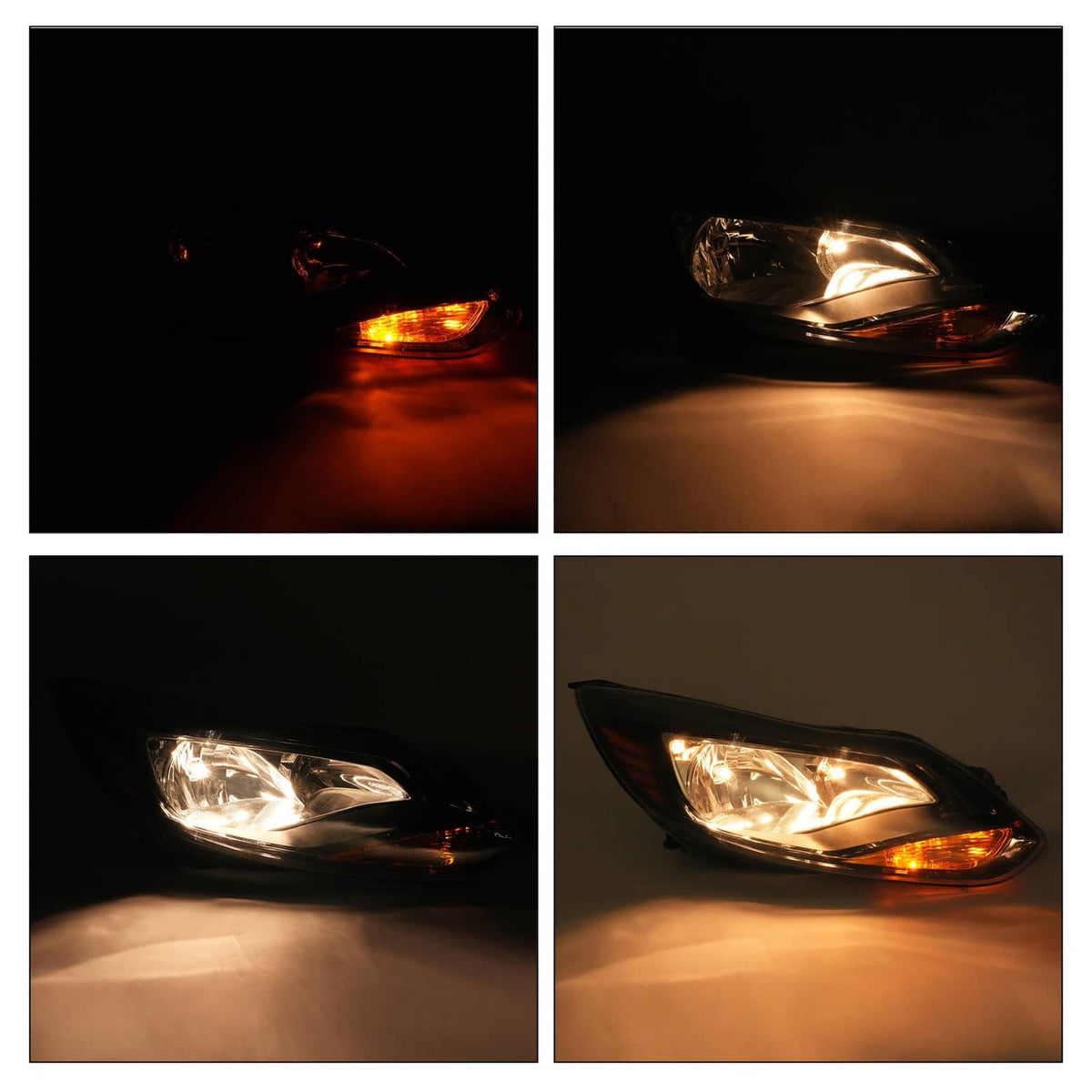 Solid Spare Black Right Passenger Side Headlight Clear Lens Halogen For Ford Focus 2012-2014