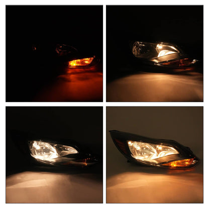 Solid Spare Black Right Passenger Side Headlight Clear Lens Halogen For Ford Focus 2012-2014