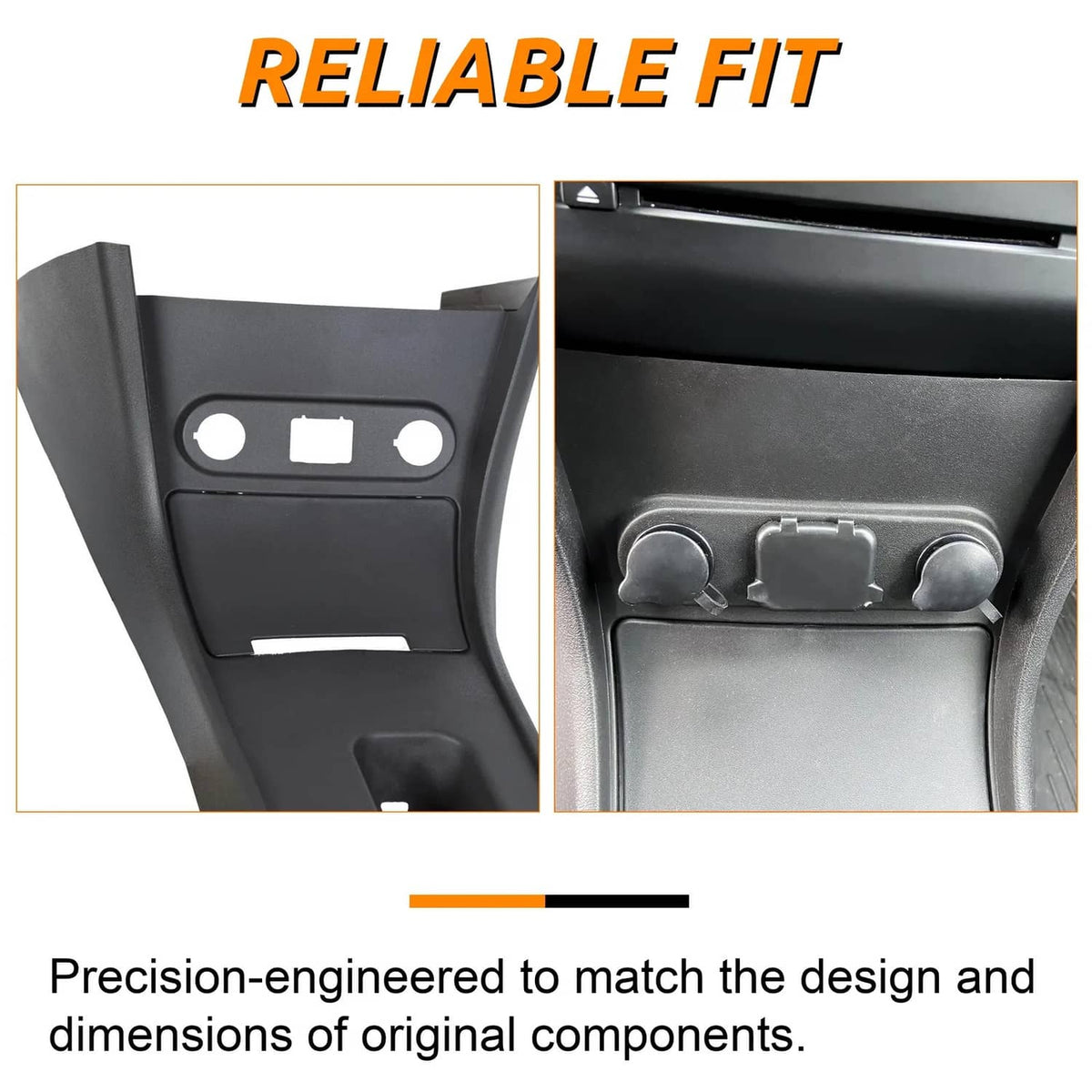 Solid Spare For Dodge Charger Police 2011-2020 Center Console Plastic Upholstered Trim Black