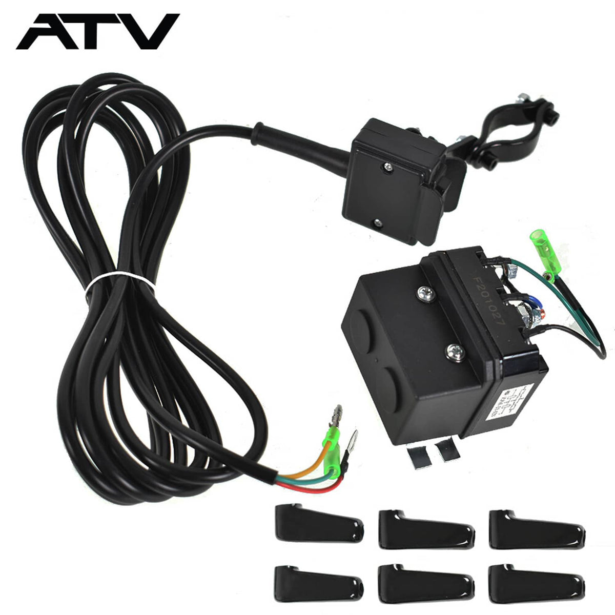 Solidspare 12V Solenoid Relay Contactor and Winch Rocker Thumb Switch Combo Set for ATV
