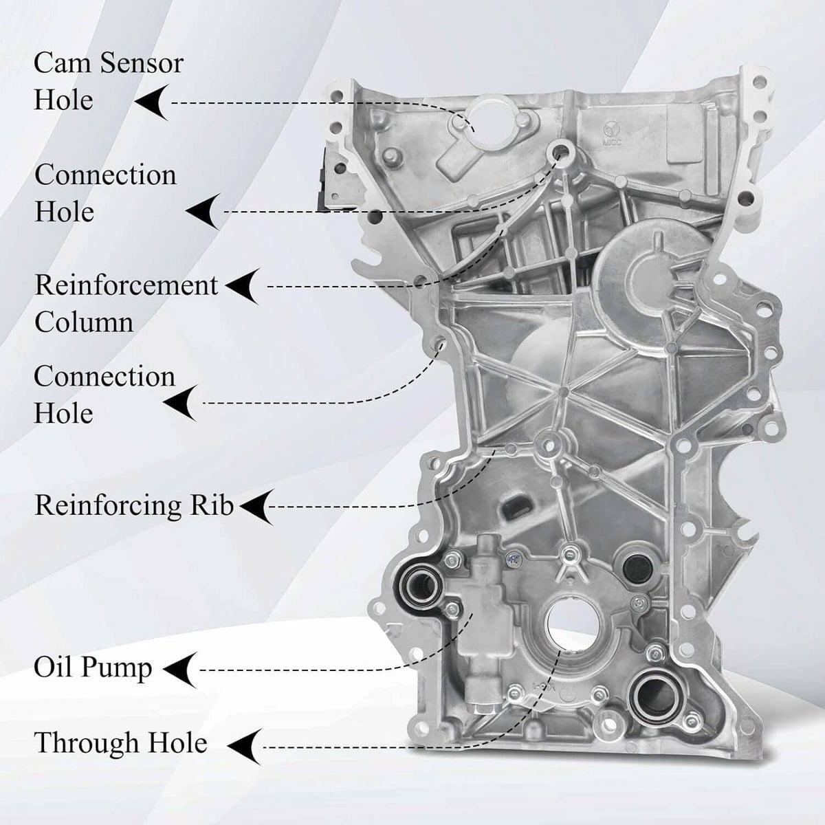 Solidspare Silver Engine Oil Pump Timing Chain Cover for 2017-2020 Hyundai Elantra 2.0L