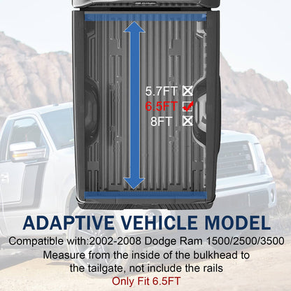 Solidspare Roll Up 6.5FT Bed Tonneau Cover For 2002-2023 Dodge Ram 1500 / 2500 /3500 Truck