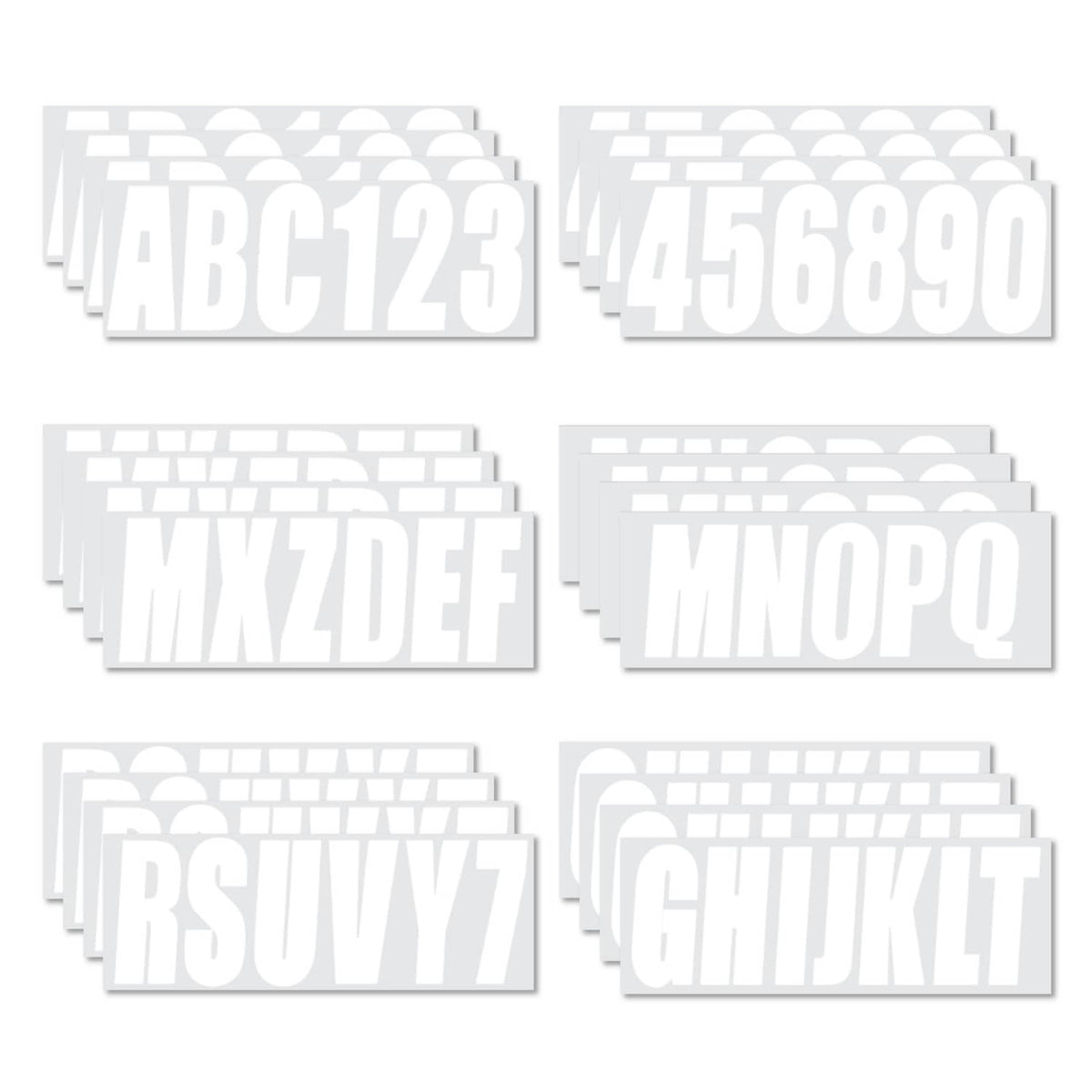 Solid Spare White Decal 4 Sets of A-Z & 0-9 For Boat Letters & Numbers Registration Stickers