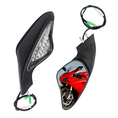 Solidspare Pair Rear View Mirrors W/ Turn Signals Fit For Ducati 1198 1198S 1198R 2009-2011