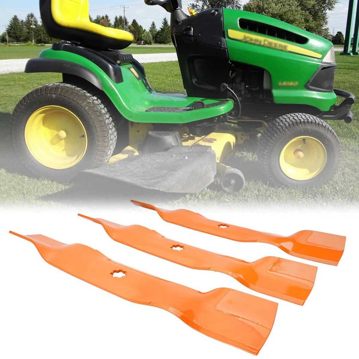 Solidspare 3PK Deck Blades for John Deere GY20852 E140 LA145 D160 S170 E170 Deck Lawn Mower