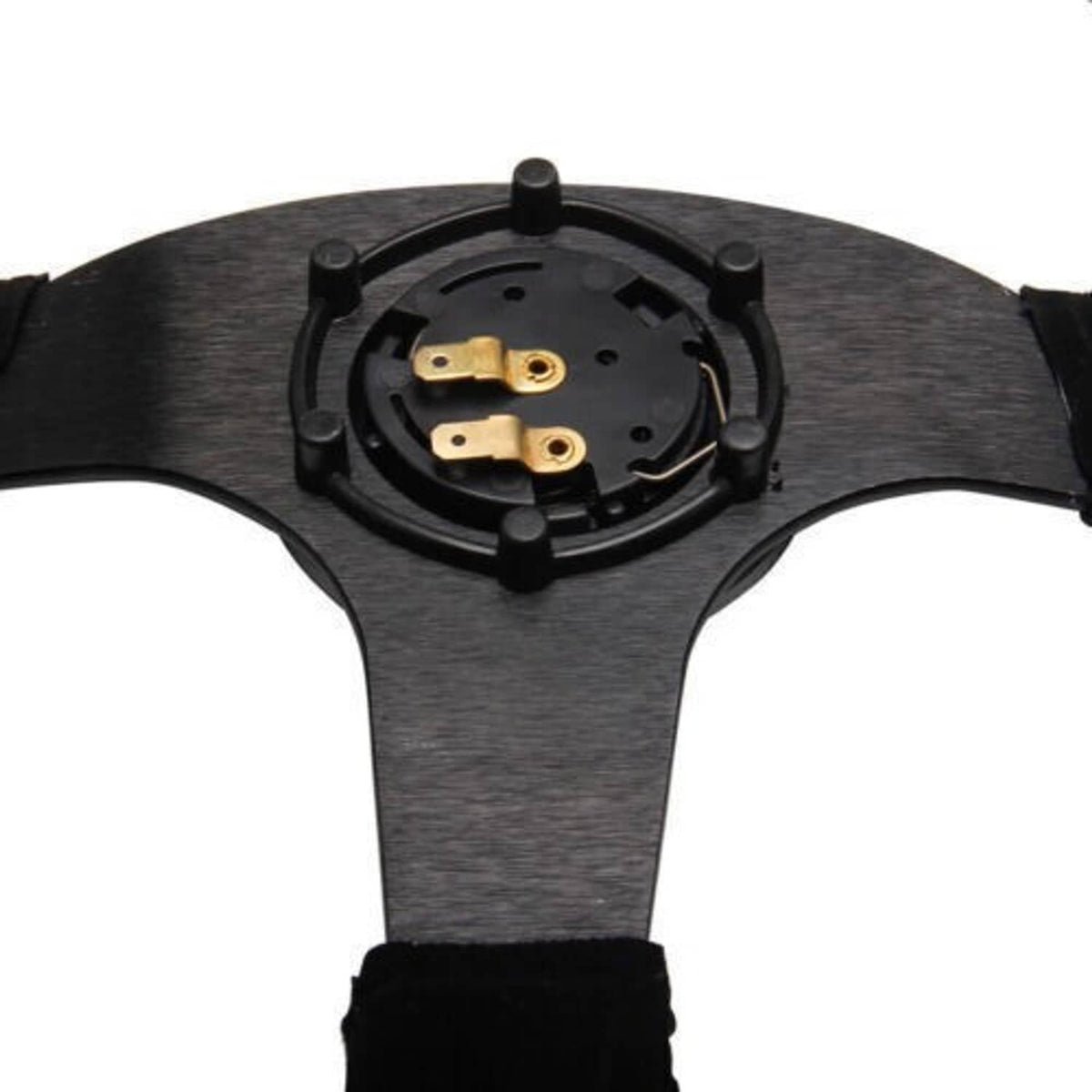 Solidspare 14" 350mm Racing Suede Leather Steering Wheel w/ Horn Button+Quick Release Kit