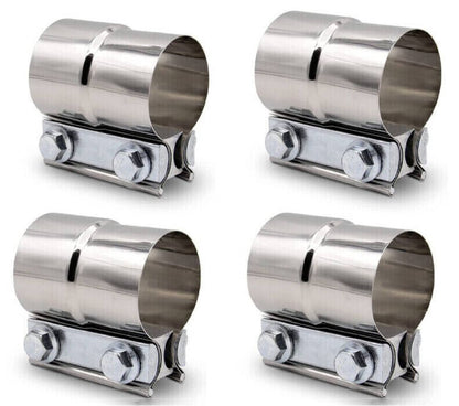 Solidspare 4Pcs Stainless Lap Joint Exhaust Clamp Sleeve Band For 2.5" inch 2 1/2" OD Pipe