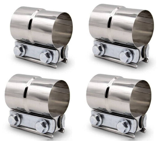 Solidspare 4Pcs Stainless Lap Joint Exhaust Clamp Sleeve Band For 2.5" inch 2 1/2" OD Pipe