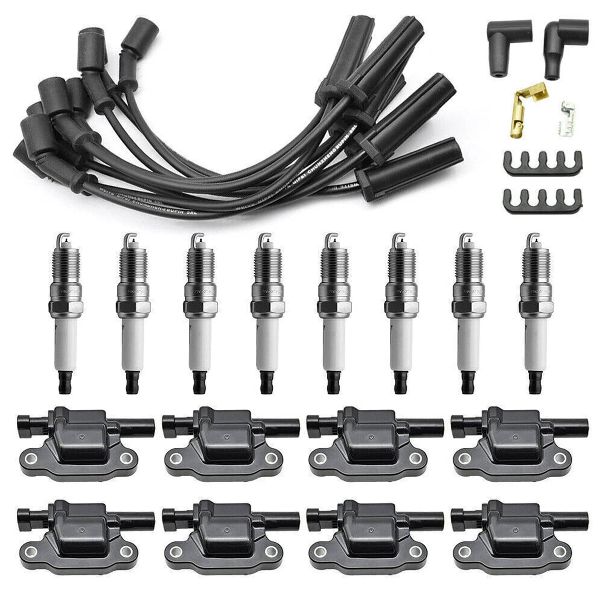 Solidspare 8 Pack UF413 Ignition Coils & 41-962 Spark Plugs w/ Spark Plug Wires For Chevy