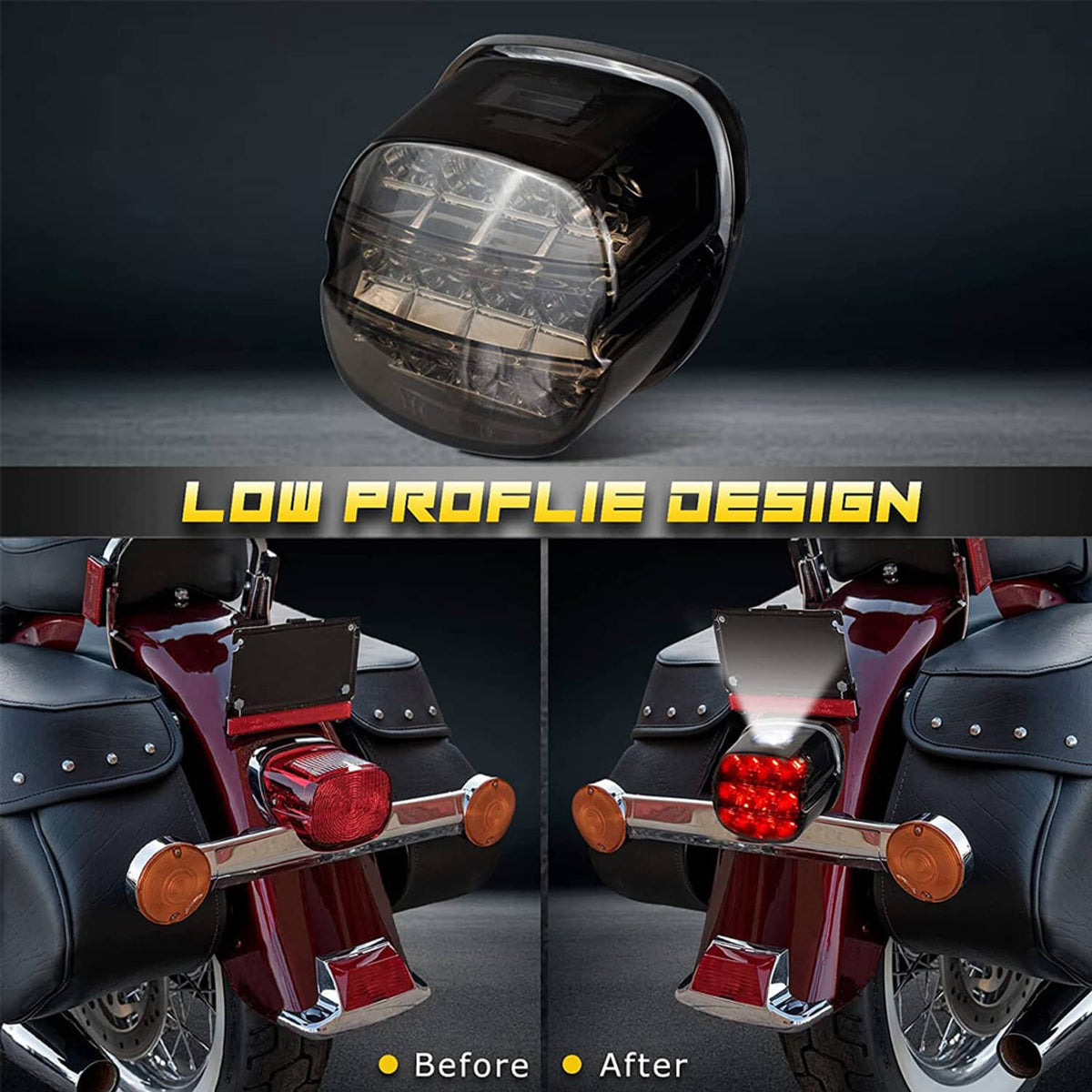 Solidspare Led Rear Tail Light Brake Smoke for Harley Touring Glide Dyna Softail Sportster