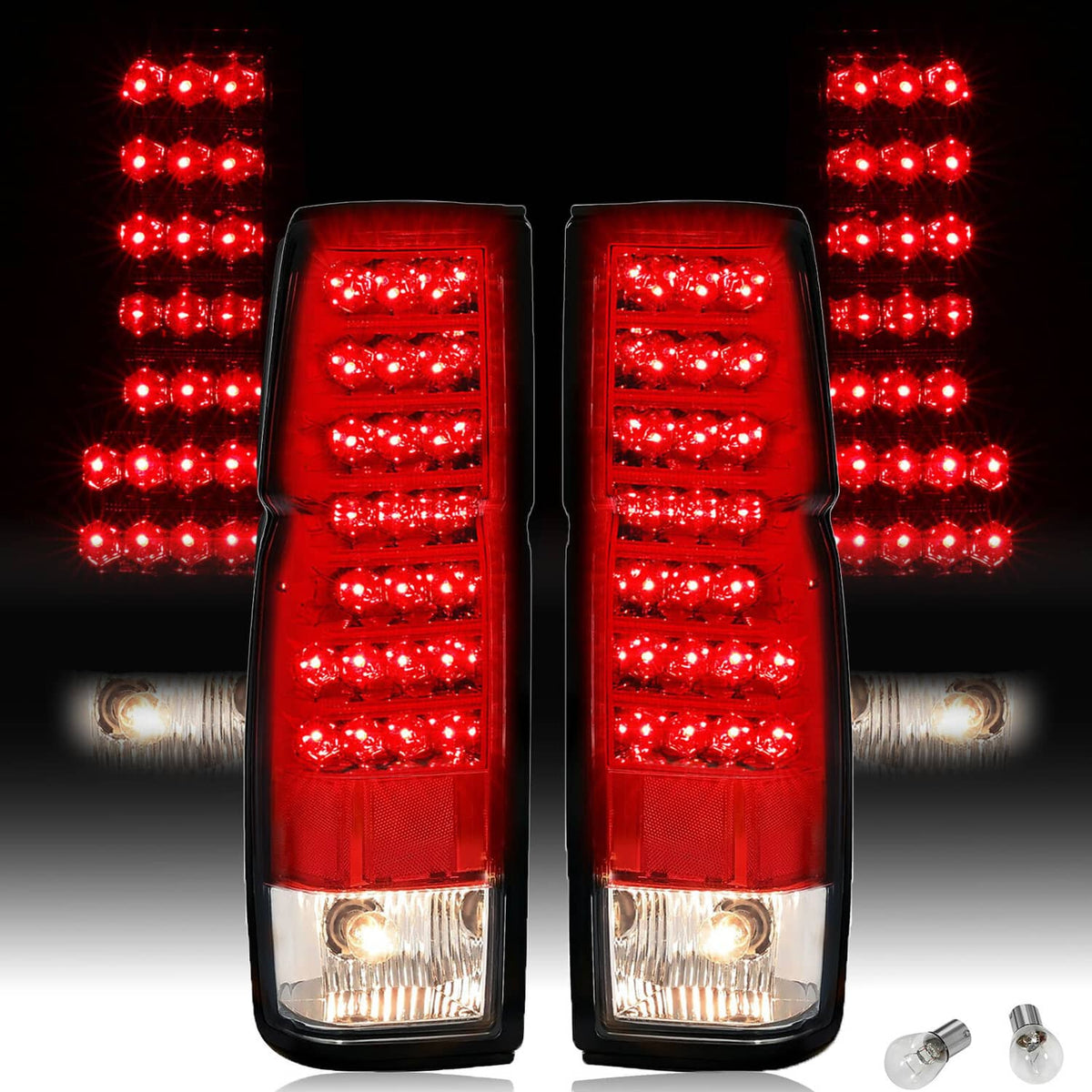 Solid Spare Red Clear LED Tail Lights Brake Lamps For Nissan D21 Hardbody Pickup 1986-1997