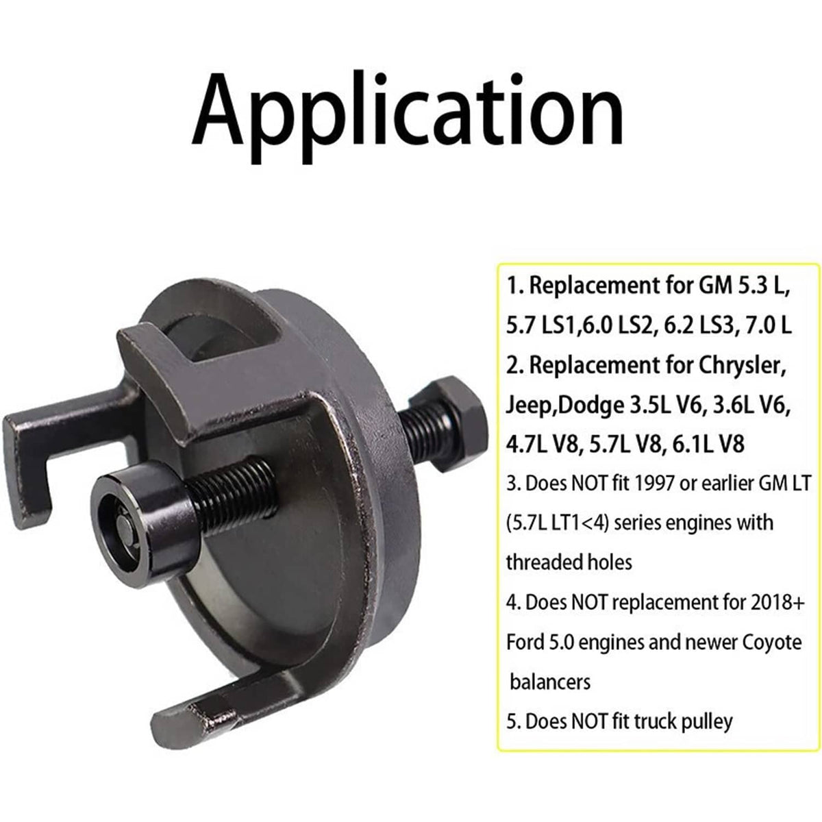 Solidspare For GM 5.3L 5.7 LS1 6.0 LS2 6.2 LS3 25264 Harmonic Balancer Puller Crank Pulley