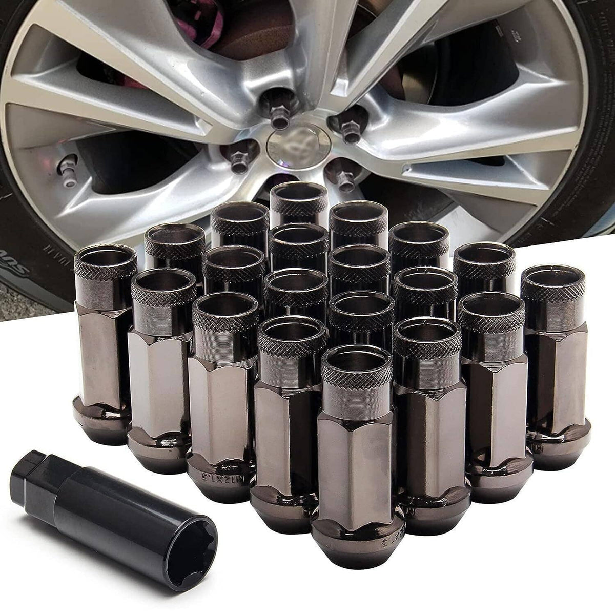 Solidspare 20Pcs M12x1.5mm For Toyota Honda Extended Steel Tuner Open Ended Wheel Lug Nuts