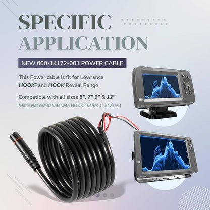 Solid Spare For Lowrance 000-14172-001 Hook2 Power Cable Reveal Cruise Cord 5 7 9 12 inch
