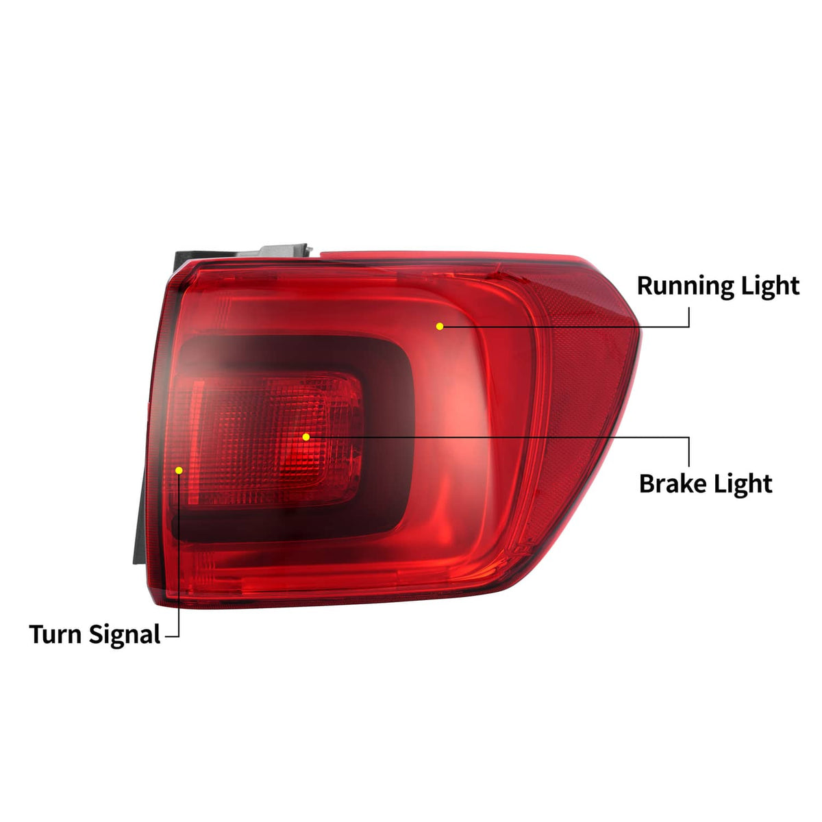 Solid Spare For 2017 2018 2019 GMC Acadia LED Tail Light Assembly Outer Right Passenger Side