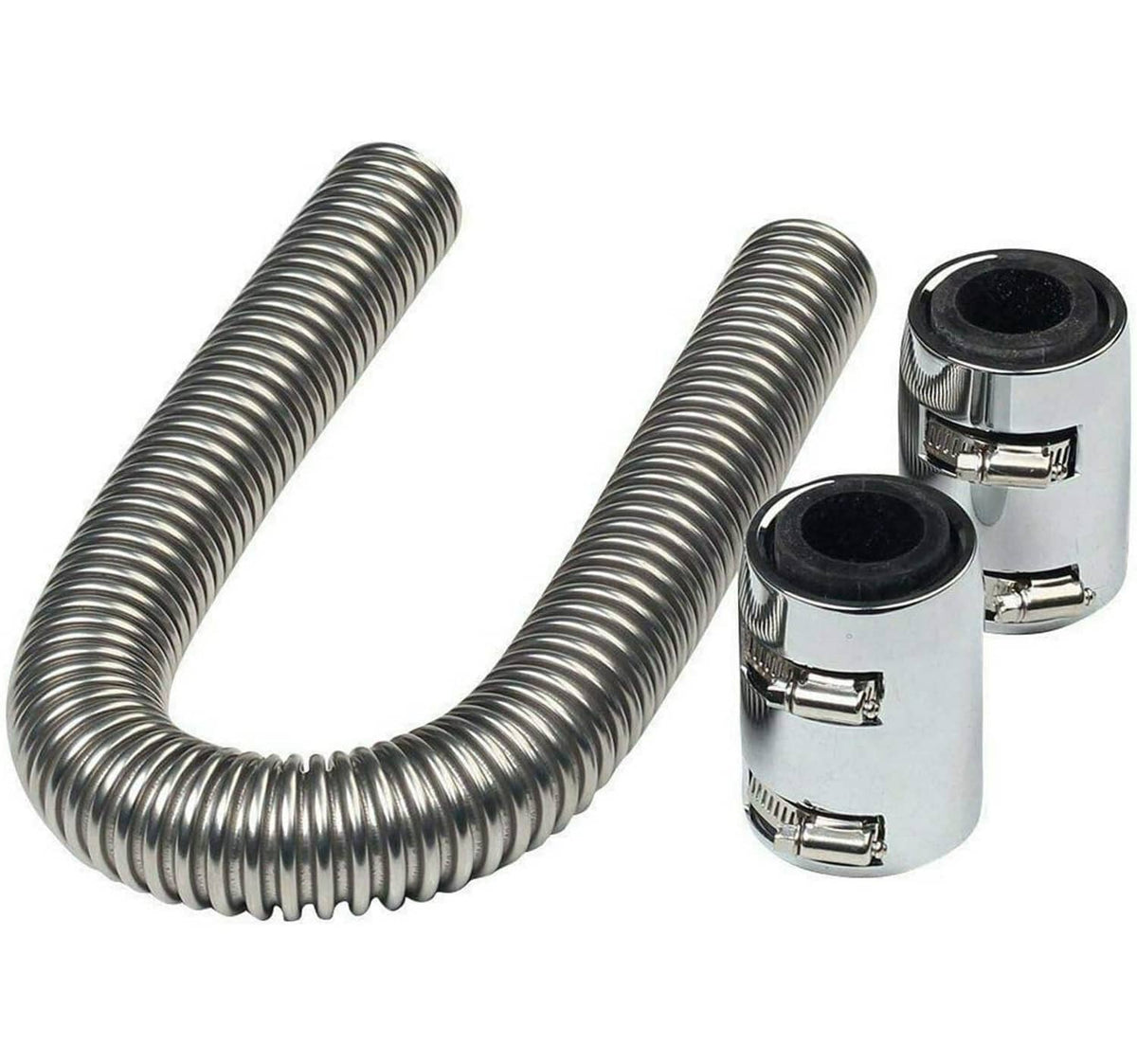 Solidspare 36" Flexible Upper/Lower Radiator Hose Kit Stainless Steel w/ 2pcs Chrome Caps
