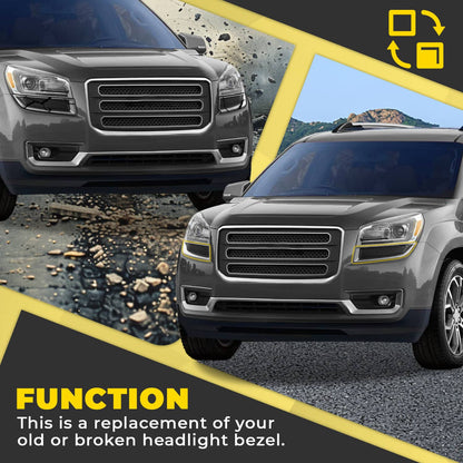 Solid Spare Headlight Cover Trim Set For 2013-2017 GMC Acadia Molding #20982400 20982401