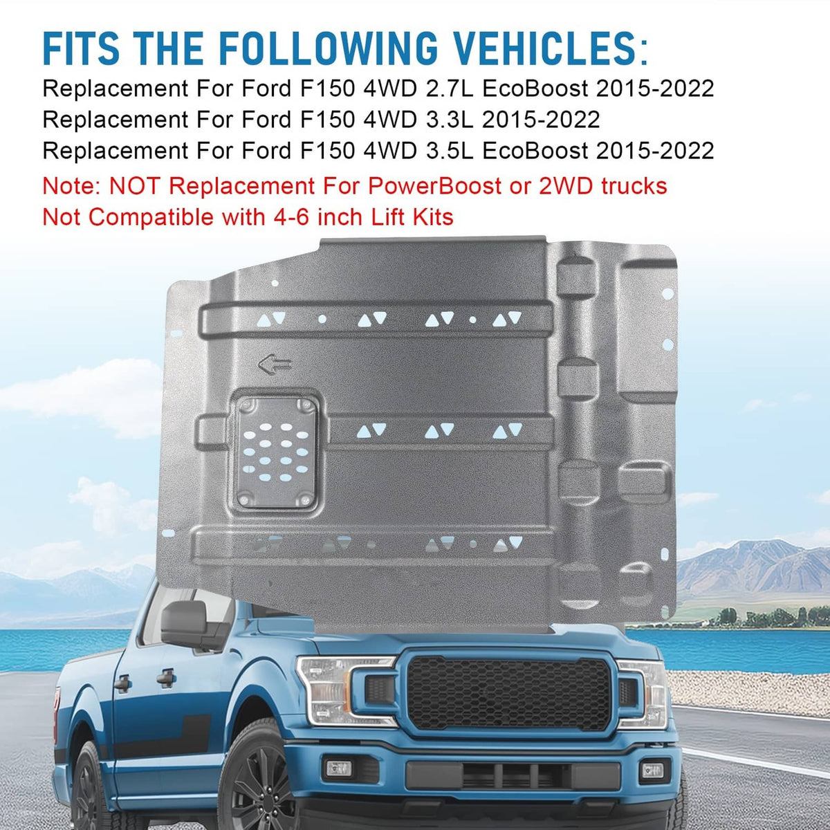 Solidspare For 2015-22 Ford F150 Transmission Full Skid Plate Gearbox Splash Shield Guard