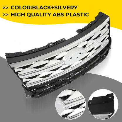 Solid Spare For Ford Explorer 2018 2019 Front Bumper Grill Upper Grille ABS Painted Chrome