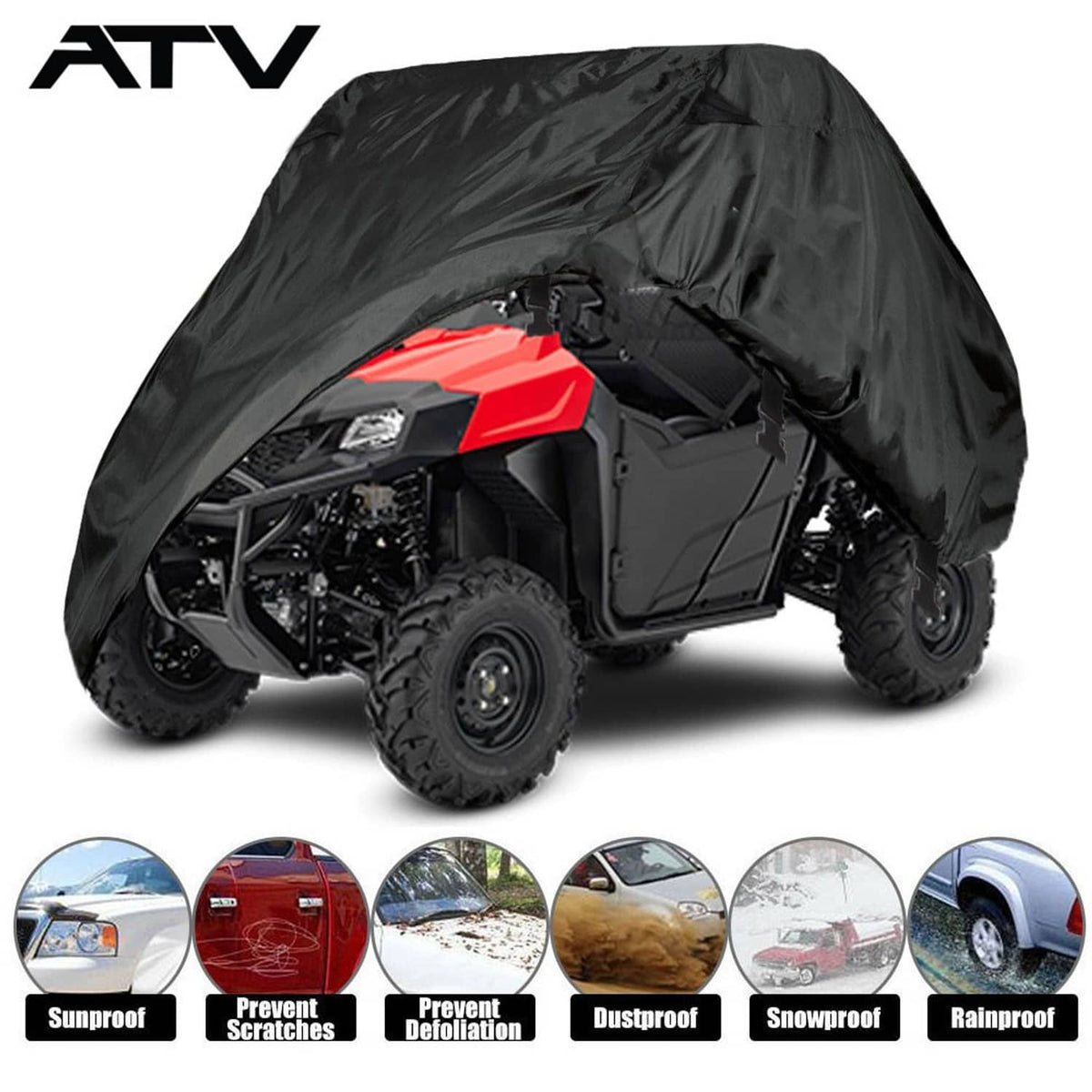 Solidspare Utility Vehicle Cover Storage For Honda Pioneer 500 700 700-4 Deluxe Black 300D