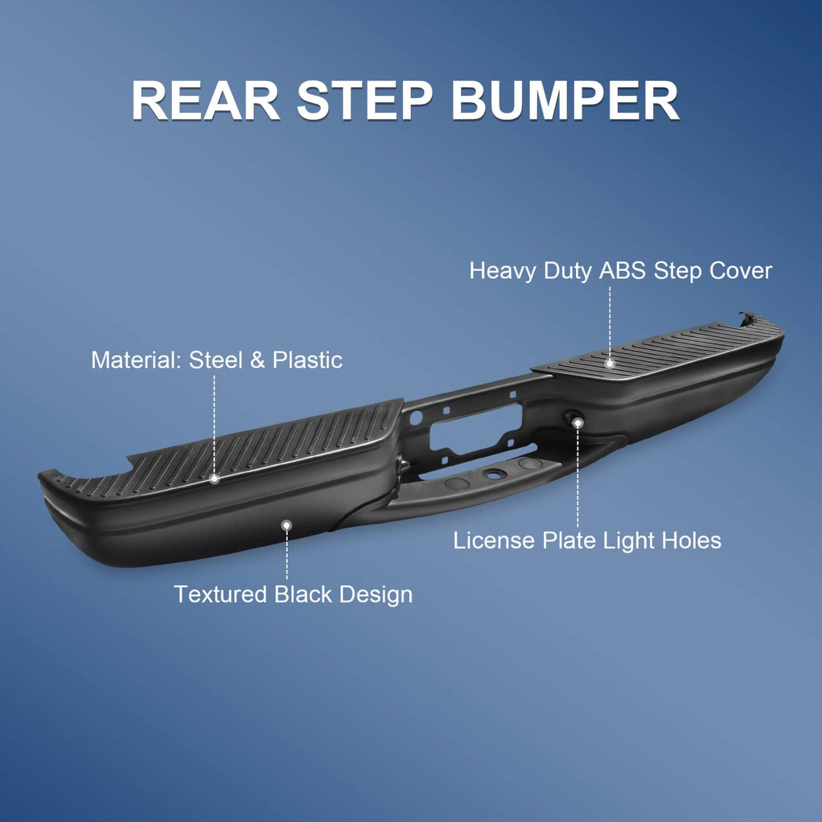Solidspare Black Rear Step Bumper Assembly For 97-04 Ford F-150 97-99 Ford F-250 Styleside