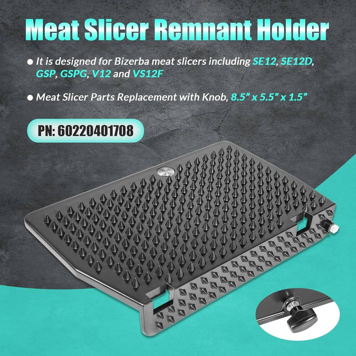 Solidspare Meat Slicer Remnant Holder 60220401708 for Bizerba SE12 SE12D GSP GSPG V12 VS12F