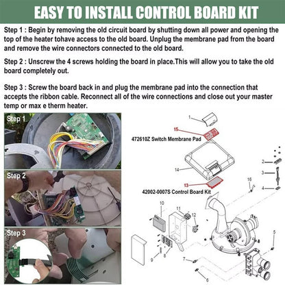 Solidspare Control Board Kit w/ 472610Z Switch Pad For Pentair Master Temp 400 42002-0007S