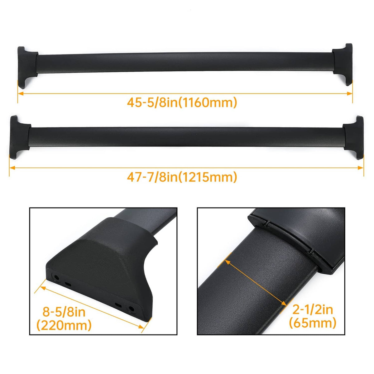 Solid Spare New Aluminum Roof Rack Rails Cross Bars For Honda Odyssey 2018-2025 Black