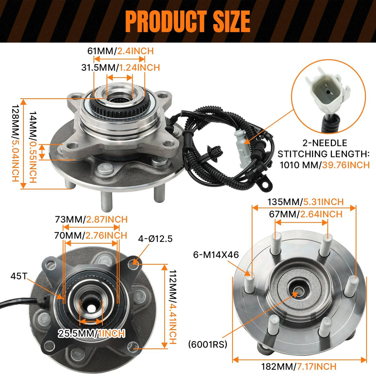 Solidspare (2) 4WD Front Wheel Bearing Hub Assembly for 18-20 F-150 Expedition Navigator