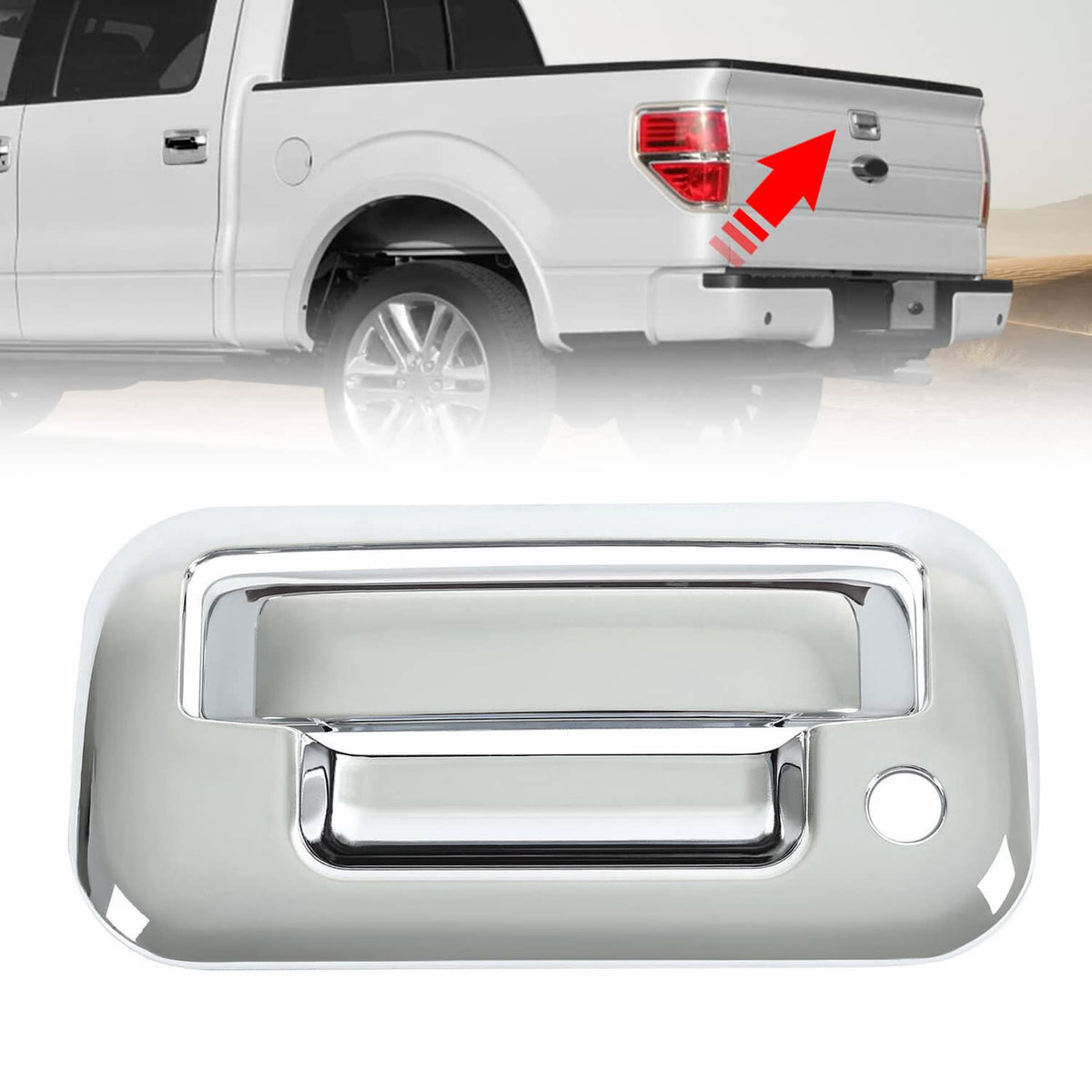 Solid Spare For Ford F-150 F150 4 Door 2004-14 Chrome Outside Tailgate Handle Cover Overlay