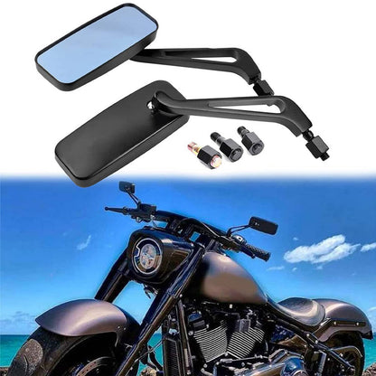 Solidspare Rectangle Motorcycle Rearview Mirrors for Harley Cruiser Bobber Chopper Softail