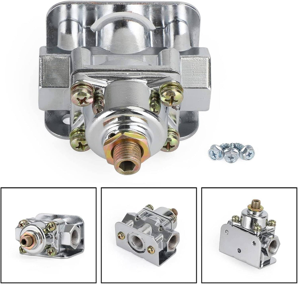 Solidspare Fuel Pressure Regulator Carburetor Chrome Fit Holley 12-803 2 Port 4 1/2 to9 PSI